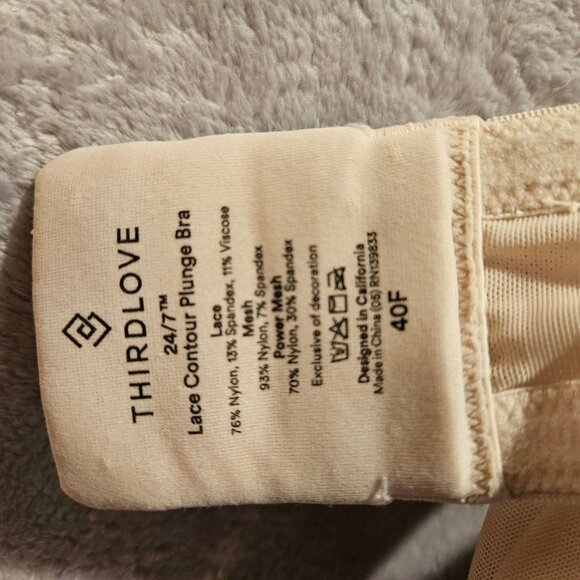 ThirdLove Bra 24/7 Womens 40F beige Floral Lace Wires supportive lace cleavage - Picture 9 of 10